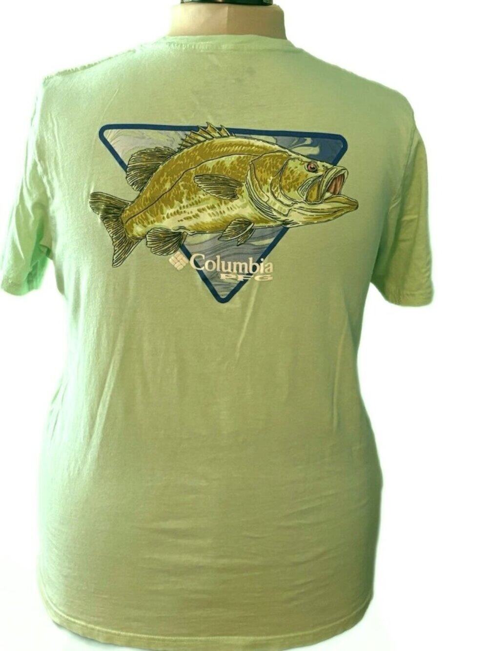 Columbia PFG T Shirt Men's Adult Size L Bass Performance Fishing Gear